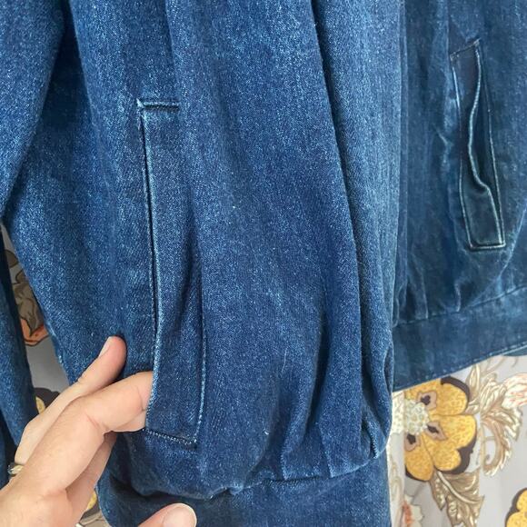 Vintage Denim Jacket lined with Hooded Sweatshirt Material Daniel Brand Size Lg - Picture 8 of 12